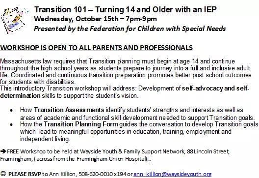 Federation for Children with Special Needs Transition 101