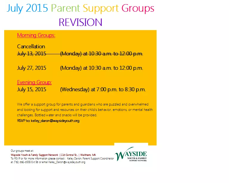 July 2015 Parent Support